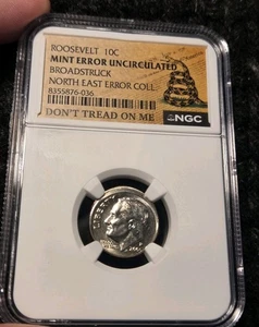 2005 P NGC Uncerculated Roosevelt Dime Broad Struck Don't Tread On Me NE ERROR - Picture 1 of 4