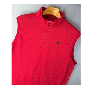 Turfleson Mens XL Red 1/4 Zip Sleeveless Golf Vest Casual Layering Off The Yach - Picture 1 of 10