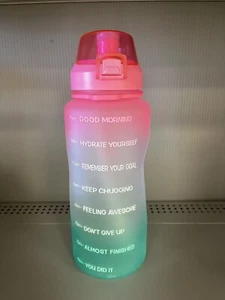 Half Gallon 64 OZ Motivational Water Bottle with Straw Time Marker BPA Free - Picture 1 of 2