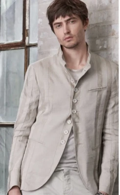 $1398 NWT New John Varvatos Woodward Multi-button Striped Linen Jacket EU56 US46 - Image 1 of 4