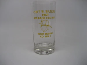 Vidrio de vino vintage Chief W. Watkins 1969 banco rojo departamento de bomberos - Imagen 1 de 5