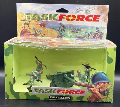 Vintage Britains Task Force 7607 ~ 25 POUNDER GUN & CREW Action Figure Set NEW - Image 1 of 4