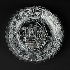 Lacy Flint Glass Chancellor Livingston Ship Cup Plate LR 628, Antique c1840 3.5"