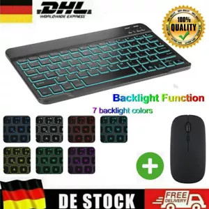QWERTZ-Tastatur Beleuchtet Keyboard mit Maus für IOS Android & Windows Tablet PC - Bild 1 von 25