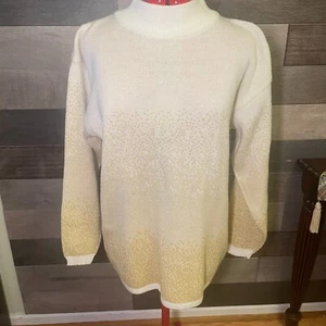 Knit Collections Vintage White Gold sweater Size M - Picture 1 of 9