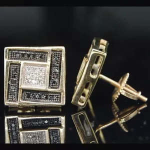 0.50 Ctw Created Diamond & Spinel 14K Yellow Gold Over Square Pave Stud Earrings - Picture 1 of 11
