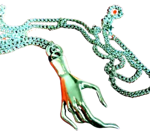 Viktorianische Trauerhand Silber Anhänger Halskette mit 27" schwarz oder silber Kette - Bild 1 von 9