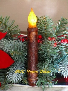 6" Burnt Mustard Taper Candle Flameless Flickering LED Battery Powered Wax  - Picture 1 of 3