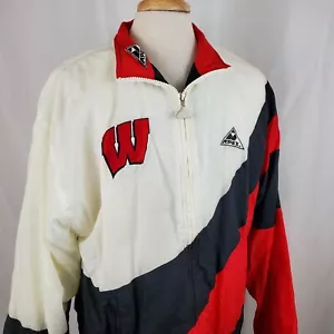 Giacca a vento vintage Apex One Wisconsin Badgers grande full zip foderata Bucky - Foto 1 di 13