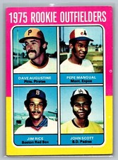 1975 Topps - 1975 Rookie Outfielders #616 Pepe Mangual, Jim Rice - HOF EX