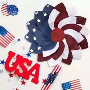American Independence Day Wreath Star Spangled Banner Red Decoration - Picture 1 of 8