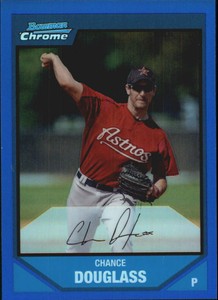 2007 Bowman Chrome Prospects Blue Refractors Card #BC180 Chance Douglass