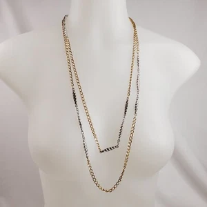 Napier zweifarbige Halskette doppellagig silberfarben goldfarben Gliederbarren - Bild 1 von 6