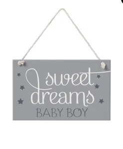 Sweet Dreams Baby Boy - 8 in Hanging Sign - Farmhouse Look NEW Collins Painting - Picture 1 of 1