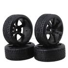 4PCS Rubber Tires with 7-spoke Plastic Wheel Rims RC1:10 On-road Racing Car