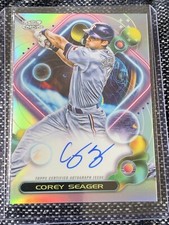 Corey Seager 2023 Topps Cosmic Chrome "Autograph Variation" Refractor Card "MVP"