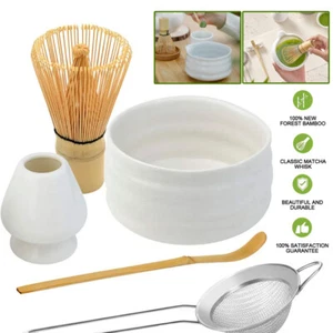 Matcha Making Tool Set Bamboo Tea Whisk Tea Scoop Bowl Ceramic Tea Whisk Set - Picture 1 of 12