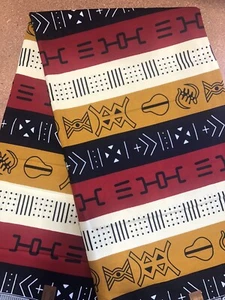 Ankara Print Fabric, Tribe Print Design, Wax Cotton,6 Yards 100% Cotton 026 - Picture 1 of 2