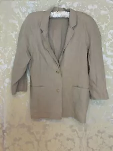 Vintage Max Mara Leinen JACKE mit Taschen Made In Italy Damen Größe 10 Puro Lino - Bild 1 von 6