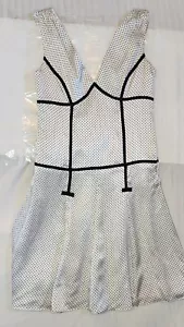 Shelli Segal Dress -Trim White With Black Polkadot Dress Size Small - Picture 1 of 8