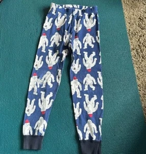 Hanna Andersson Yeti For It Blue Bigfoot Christmas Pajama Pants 5 FLAW - Picture 1 of 7