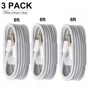 3-PACK 6ft USB Data Charger Cables Cords For i Phone 5 6 7 8 X 11 12 13 14 Plus - Picture 1 of 2