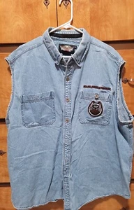 Camisa vaquera Harley Davidson para hombre manga cortada 105 años logo 3XL abotonada - Imagen 1 de 9