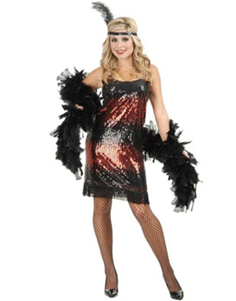 Women's Sexy Red Stretch Sequin Flapper Costume Dress - Image 1 of 1