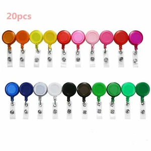 20pcs Round Retractable Badge Holder ID Reels Belts Clip On Name Card Key Holder - Picture 1 of 5