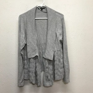 Banana Republic Strickjacke Pullover Damen L grau vorne offen Strick Baumwollmischung - Bild 1 von 9