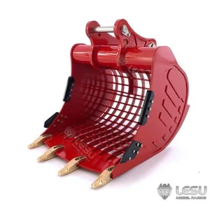 Metal Grille Brass Bucket for LESU 1/14 ET35 RC Hydraulic Excavator Painted Red - Picture 1 of 4