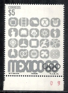 MEXICO SCOTT 1000 MNH VF - 1968 5p SILVER & BLACK ISSUE   CAT $10.00 - Picture 1 of 2