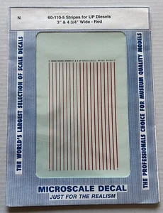 MICROSCALE N DECAL-RED STRIPES FOR UP DIESELS: 3” WIDE & 4-3/4” WIDE #60-110-5 - Picture 1 of 1
