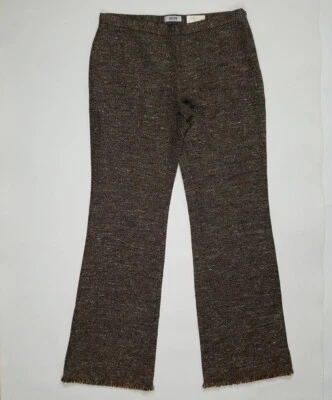 Calça feminina Moschino barata e chique mistura de lã tweed desgastada tamanho 12 marrom - Imagem 1 de 4