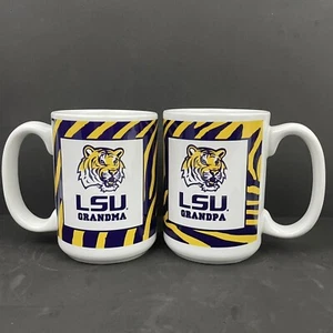 LSU Tigers Grandma Grandpa Matching Coffee Mugs Cups NCAA Football Baseball - Picture 1 of 12
