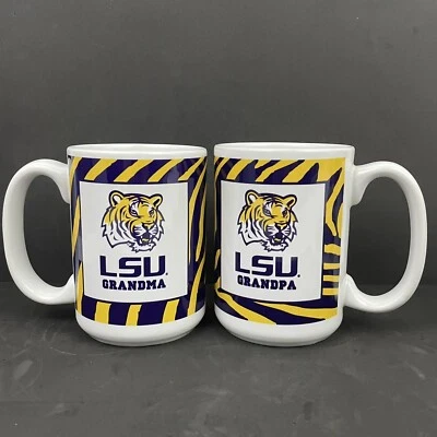 LSU Tigres Abuela Abuelo Tazas de café a juego Tazas NCAA Fútbol Béisbol Foto 1 de 4