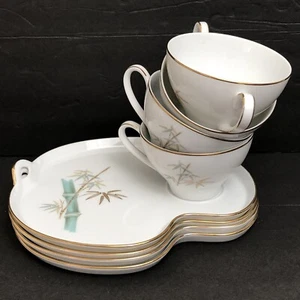 Juego de 4 tazas de té/café Noritake Oriental Snack Plate #6341 bambú - Imagen 1 de 19