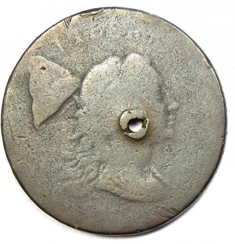 1794 Head of 1793 Liberty Cap Large Cent 1C Copper Coin (Hole) - Rare Early Coin Cover