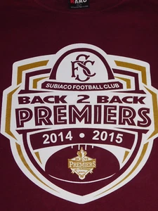 WAFL Football Subiaco Back 2 Back Premiers 2014 2015 & Team Mens T Shirt Size L - Picture 1 of 12