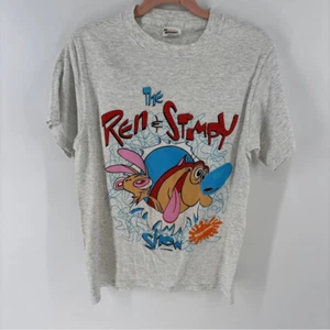 Vintage Ren & Stimpy Show Graphic T-Shirt - Gray Mens M single stitch - Picture 1 of 8