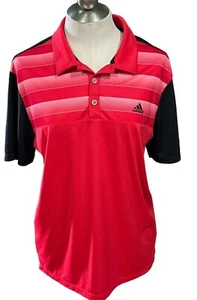 Adidas Golf Polo Men’s Short Sleeve Shirt Red Black Size Medium EUC - Picture 1 of 5