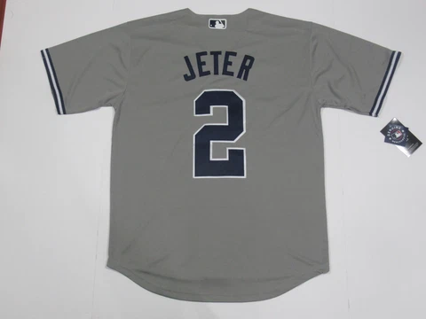 Derek Jeter #2 New York Yankees Nike Men's Throwback Player Jersey Gray Cover