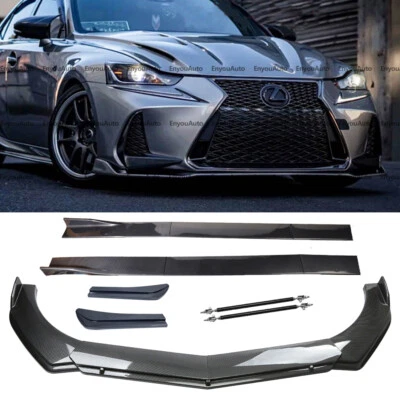 For Lexus ES250 ES300 ES350 Front Bumper Lip 86" Side Skirt Carbon Fiber  Foto 1 de 4