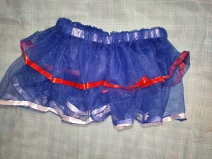 NWOT 2 Tiered Tulle skirt Girls Sz 7-8 RED SILVER BLUE Twirl,  Dance, Play - Picture 1 of 2