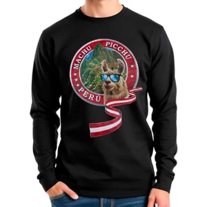 Neu mit Etikett Peru Machu Picchu cooles langärmliges Alpaka-T-Shirt peruanisch patriotisch für Herren - Bild 1 von 7