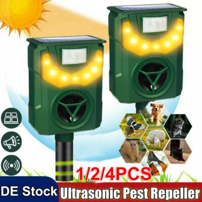 Solar Ultraschall Tiervertreiber Flammelicht Vogel Katzenschreck Hundeabwehr DHL - Bild 1 von 4