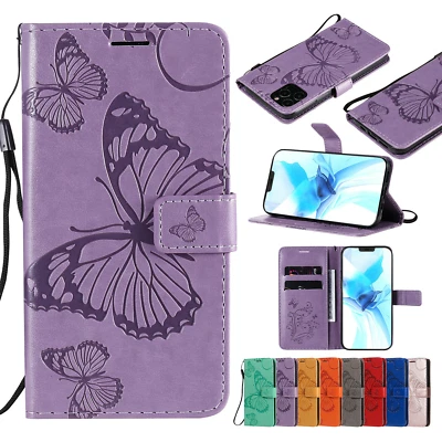 Leather Wallet Butterfly Case for iPhone 16 15 14 13 12 11 Pro Max XS XR 8 Cover - Image 1 of 4