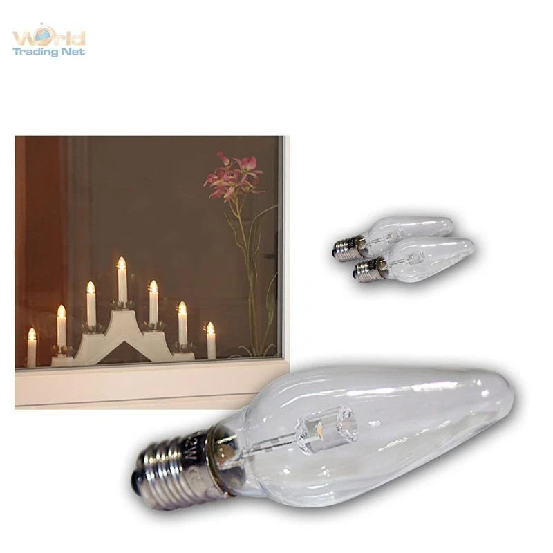 3er Pack Ersatz LED Kerzenlampe klar E10 Glühbirne Topkerze für Lichterkette