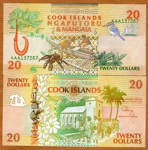 Islas Cook, $20, 1992, prefijo AAA, P-9, UNC - Imagen 1 de 1
