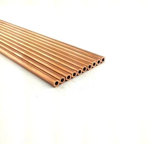 DRAWN COPPER TUBE .2550" OD X .136" ID X 12" LONG (LOT OF 10) - Picture 1 of 3